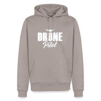Pilote de drone - Sweat à capuche Premium bio Homme - taupe - Devant - Nico (187cm)