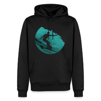 Surfer, surfing, gift - Men’s Premium Organic Hoodie - black - Front - Nico (187cm)