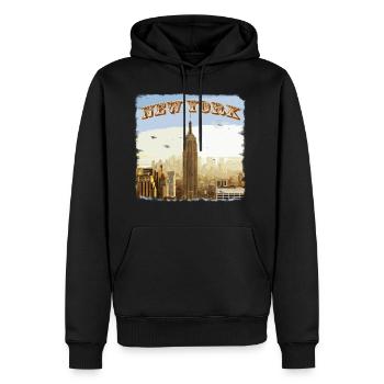 New York - Männer Premium Bio Hoodie - Schwarz - Vorne - Nico (187cm)