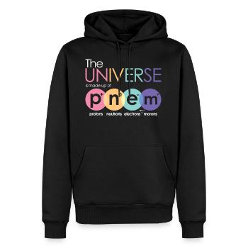 Physics Moron - Men’s Premium Organic Hoodie - black - Front - Nico (187cm)