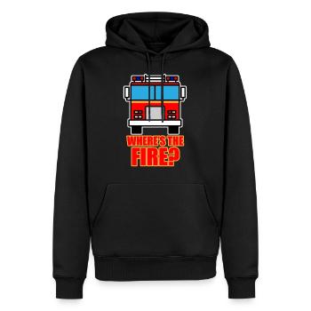 Camion de pompier drôle Où est le feu enfants enfants - Sweat à capuche Premium bio Homme - noir - Devant - Nico (187cm)
