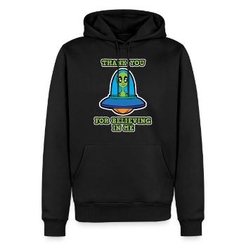 Thank you Believer UFO Alien Women Men Kids - Men’s Premium Organic Hoodie - black - Front - Nico (187cm)