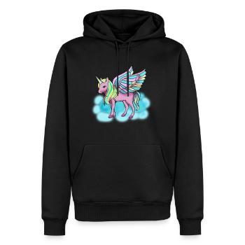 Märchen Pegasus Fliegendes Einhorn Damen Mädchen - Männer Premium Bio Hoodie - Schwarz - Vorne - Nico (187cm)