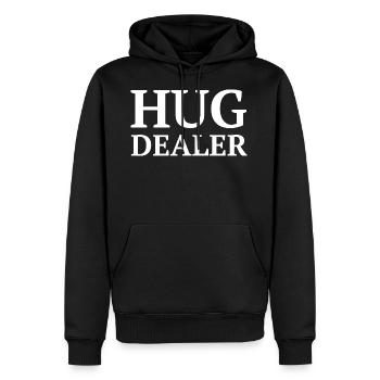 Festival des marchands Hug - Sweat à capuche Premium bio Homme - noir - Devant - Nico (187cm)