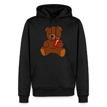 Teddy-Bär mit Energy Drink - Männer Premium Bio Hoodie - Schwarz - Vorne - Nico (187cm)