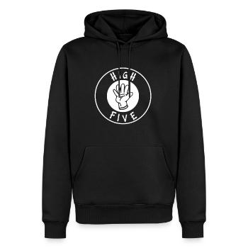 High Five - Gib mir Fünf - Männer Premium Bio Hoodie - Schwarz - Vorne - Nico (187cm)