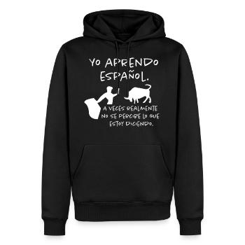 Ich lerne Spanisch - Männer Premium Bio Hoodie - Schwarz - Vorne - Nico (187cm)