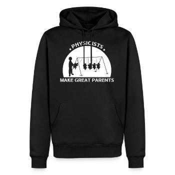 Parents physiciens - Sweat à capuche Premium bio Homme - noir - Devant - Nico (187cm)