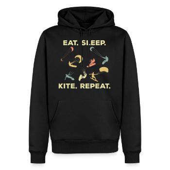 Kiter - Männer Premium Bio Hoodie - Schwarz - Vorne - Nico (187cm)