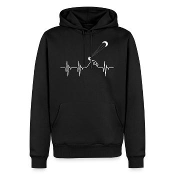Pouls de Kitesurf - Sweat à capuche Premium bio Homme - noir - Devant - Nico (187cm)
