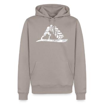 Strongman Pneus - Sweat à capuche Premium bio Homme - taupe - Devant - Nico (187cm)