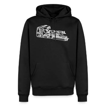 Drehbank - Männer Premium Bio Hoodie - Schwarz - Vorne - Nico (187cm)