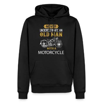 ne jamais sous-estimer un vieil homme avec une moto - Sweat à capuche Premium bio Homme - noir - Devant - Nico (187cm)