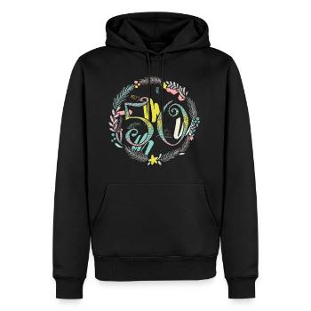 50, 50th birthday, anniversary, gift - Men’s Premium Organic Hoodie - black - Front - Nico (187cm)