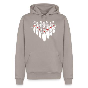 Bowling - Männer Premium Bio Hoodie - Taupe - Vorne - Nico (187cm)