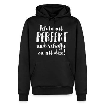 ICH BI NIT PERFEKT UND SCHAFFU EU NIT DRA - Männer Premium Bio Hoodie - Schwarz - Vorne - Nico (187cm)
