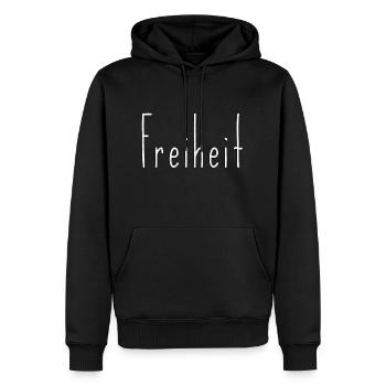 Liberté - Sweat à capuche Premium bio Homme - noir - Devant - Nico (187cm)