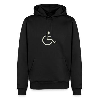 Wheelchair user - Men’s Premium Organic Hoodie - black - Front - Nico (187cm)
