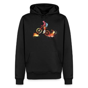 Coureur vtt - Sweat à capuche Premium bio Homme - noir - Devant - Nico (187cm)