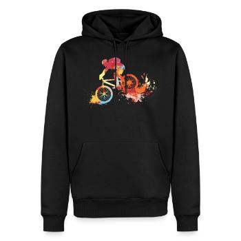 Mountain bike MTB - Men’s Premium Organic Hoodie - black - Front - Nico (187cm)