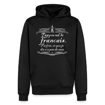 learn French - Men’s Premium Organic Hoodie - black - Front - Nico (187cm)