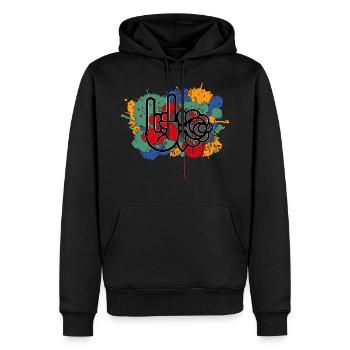 JusosRnR - Männer Premium Bio Hoodie - Schwarz - Vorne - Nico (187cm)