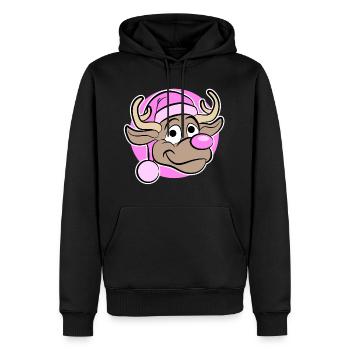 Weihnachten in Pink - Rentier in Pink - Männer Premium Bio Hoodie - Schwarz - Vorne - Nico (187cm)