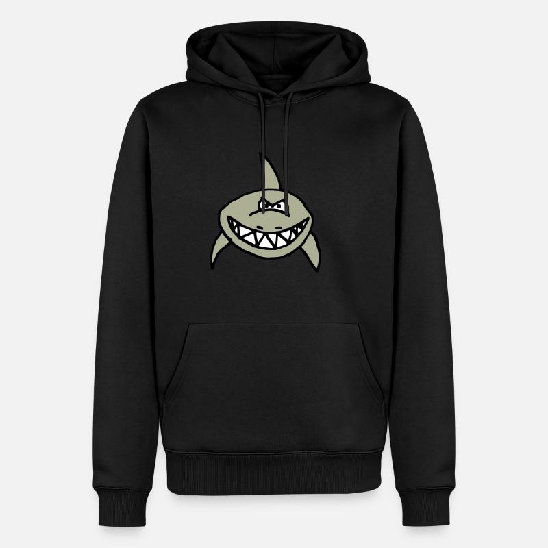 Böser Hai Comic - Männer Premium Bio Hoodie - Schwarz