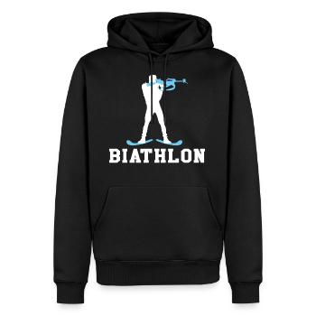 Compétition de biathlon - Sweat à capuche Premium bio Homme - noir - Devant - Nico (187cm)