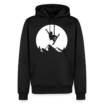 Cascade de snowboard - Sweat à capuche Premium bio Homme - noir - Devant - Nico (187cm)