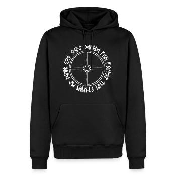 Idée cadeau cadeau Bouclier des runes viking - Sweat à capuche Premium bio Homme - noir - Devant - Nico (187cm)