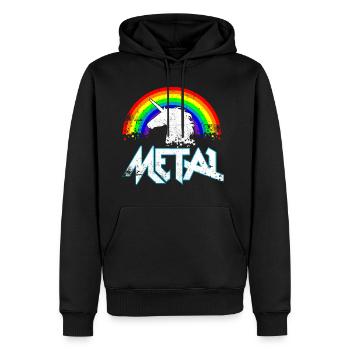 Metal Music Regenbogen Einhorn Festival Lustig - Männer Premium Bio Hoodie - Schwarz - Vorne - Nico (187cm)