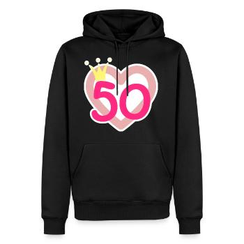 50e anniversaire princesse rose motif cinquante - Sweat à capuche Premium bio Homme - noir - Devant - Nico (187cm)