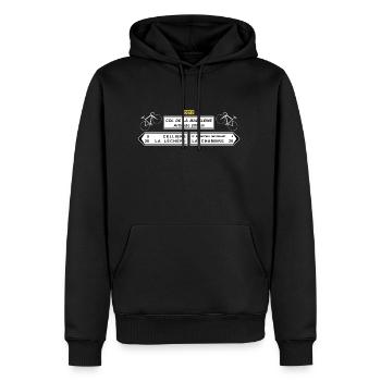 Col de la Madeleine - Männer Premium Bio Hoodie - Schwarz - Vorne - Nico (187cm)