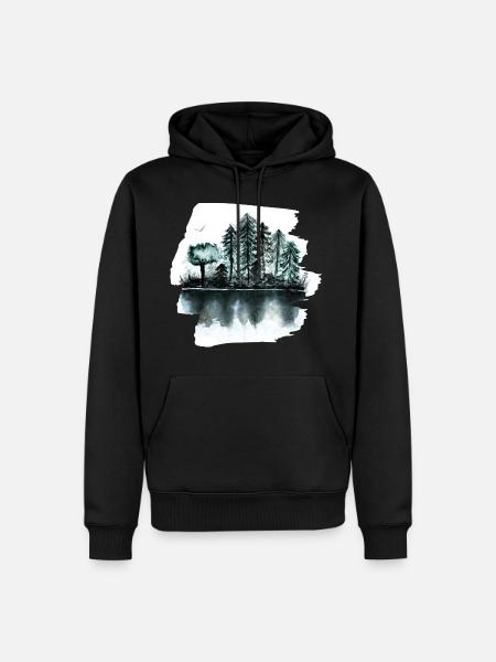 Wald - Männer Premium Bio Hoodie - Schwarz