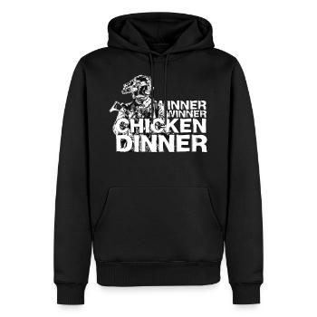 Winner Winner Chicken Dinner Gamer Geschenk - Männer Premium Bio Hoodie - Schwarz - Vorne - Nico (187cm)