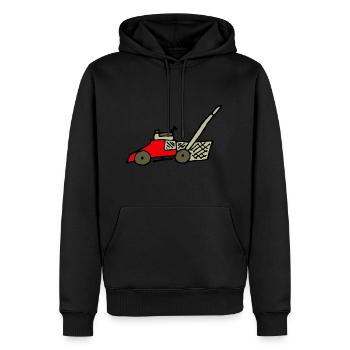 Lawn mower, cartoon - Men’s Premium Organic Hoodie - black - Front - Nico (187cm)