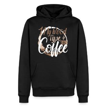 The day doesn't really start without coffee - Men’s Premium Organic Hoodie - black - Front - Nico (187cm)