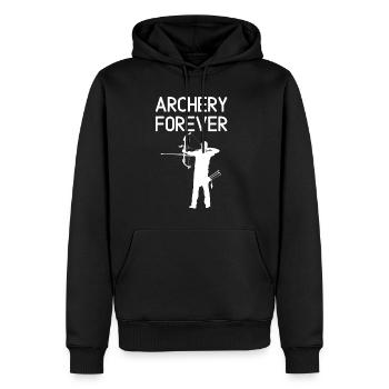 Archery Forever Bogenschießen Bogensport Weiß - Männer Premium Bio Hoodie - Schwarz - Vorne - Nico (187cm)