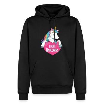 J'adore les licornes Licorne - Sweat à capuche Premium bio Homme - noir - Devant - Nico (187cm)