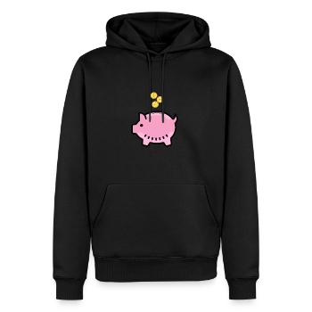 Sparschwein mit Euro, Yen und Bitcoin - Männer Premium Bio Hoodie - Schwarz - Vorne - Nico (187cm)