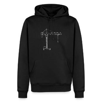 Silhouette de chantier de construction de grue - Sweat à capuche Premium bio Homme - noir - Devant - Nico (187cm)