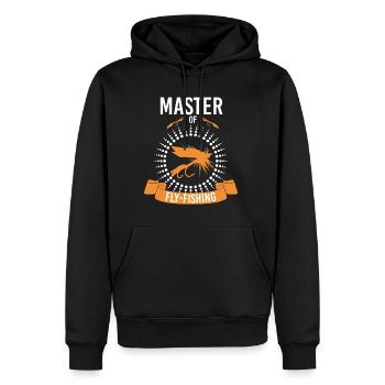 Pêche à la mouche Pêche pêcheur Fly Fishing - Sweat à capuche Premium bio Homme - noir - Devant - Nico (187cm)