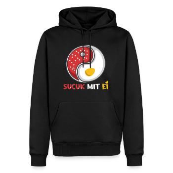 Sucuk mit Ei türkische Knoblauchwurst Spezialität - Männer Premium Bio Hoodie - Schwarz - Vorne - Nico (187cm)
