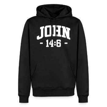 John 14:6 - Jesus Christ - Christian religion - Men’s Premium Organic Hoodie - black - Front - Nico (187cm)