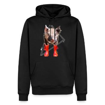 Low Poly Art: Chemise Pig Fun et bottes en caoutchouc - Sweat à capuche Premium bio Homme - noir - Devant - Nico (187cm)