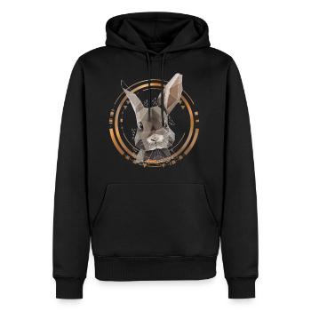 Cooler Hase Low Poly Design | Geometrisch, Dreieck - Männer Premium Bio Hoodie - Schwarz - Vorne - Nico (187cm)