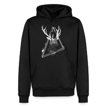 Hirsch Geometrisches Design Dreiecke - Männer Premium Bio Hoodie - Schwarz - Vorne - Nico (187cm)