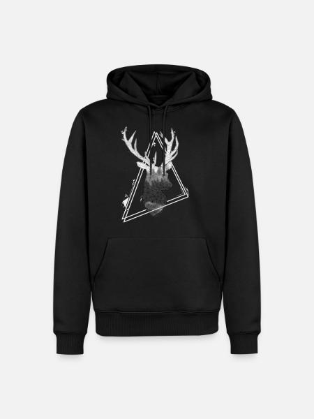 Deer geometric design triangles - Men’s Premium Organic Hoodie - black