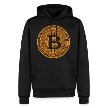 Bitcoin Blockchain - Männer Premium Bio Hoodie - Schwarz - Vorne - Nico (187cm)